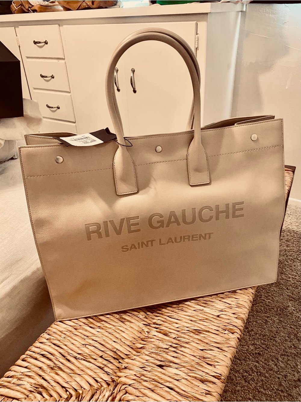 Saint Laurent Rive Gauche Tote in Beige Canvas